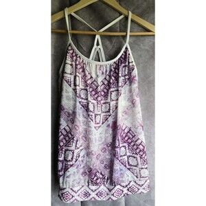 Prana Womens Sz Lg Spaggetti  Strap Tank  Built In Bra Summer Beach Boho